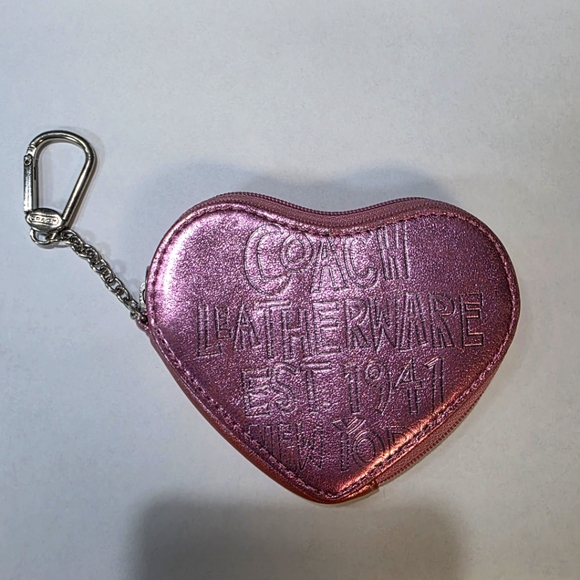Coach Pink Heart Coin Purse Vintage Leatherware - Picture 1 of 8